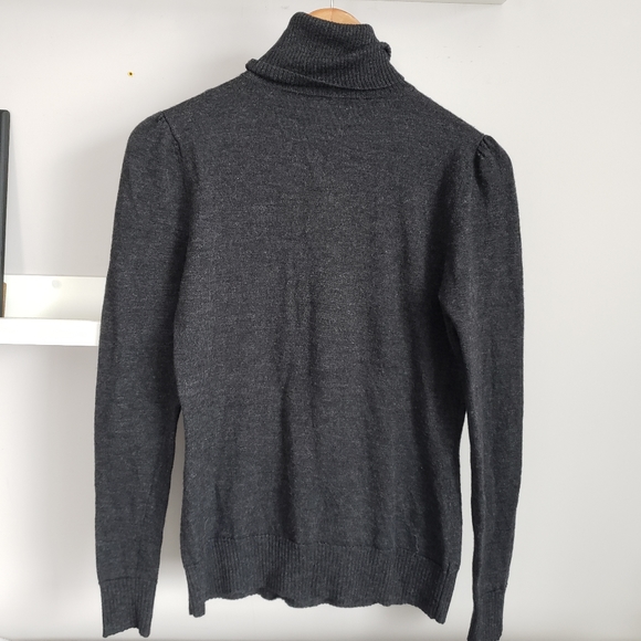 Diane von Furstenberg Wool Turtleneck Sweater Charcoal Grey Size Medium - Picture 3 of 4